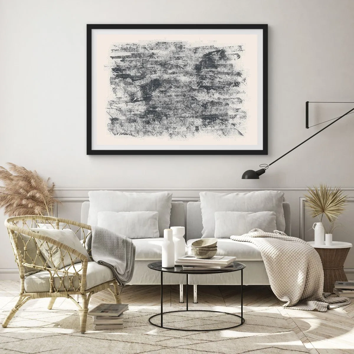 Póster en marco negro - Composición brumosa - 91x61 cm