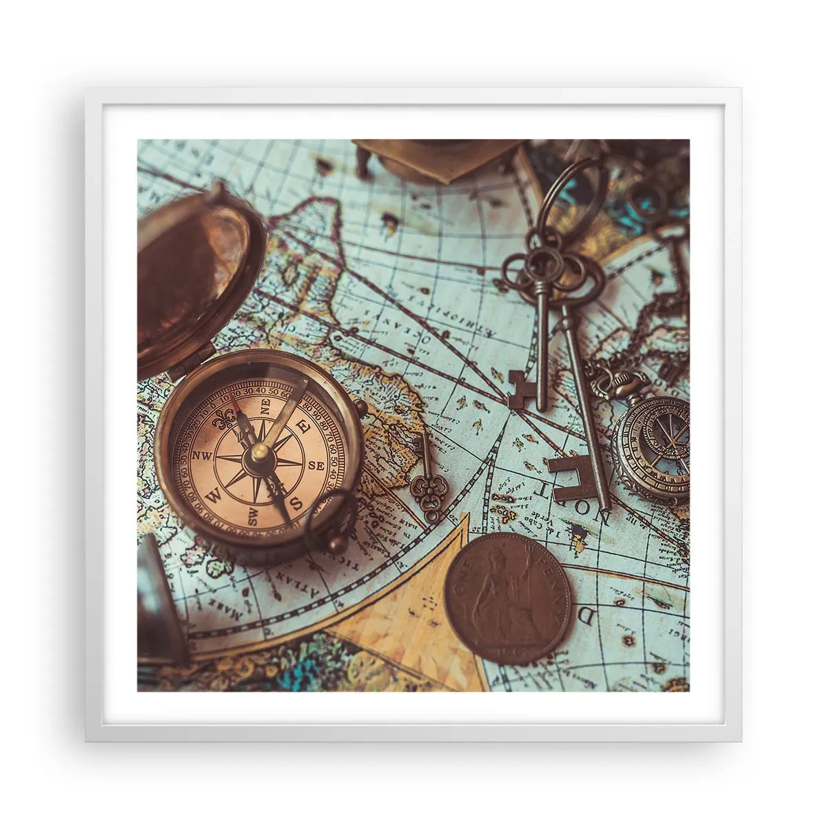 Póster en marco blanco - Para el aventurero - 60x60 cm