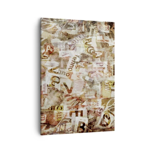 Cuadro sobre lienzo - Impresión de Imagen - Composición abstracta con letras y fragmentos de texto. - 50x70cm - Unificando el lenguaje - Decoración de pared moderna para salón y dormitorio ARTTOR