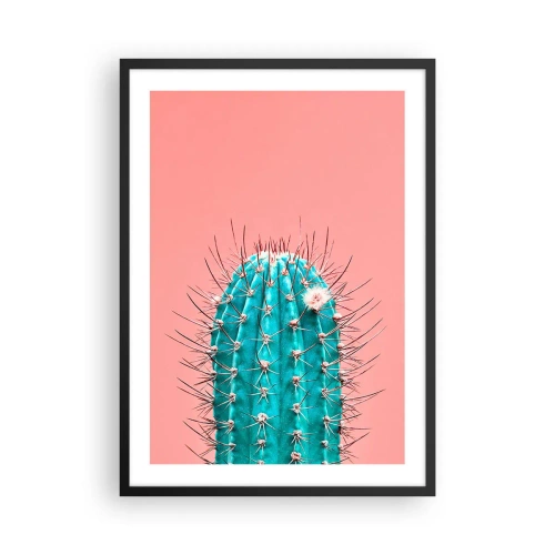 Póster en marco negro - Cactus turquesa sobre fondo rosa - 50x70cm - Se mira, pero no se toca - Decoración de pared moderna para salón y dormitorio ARTTOR