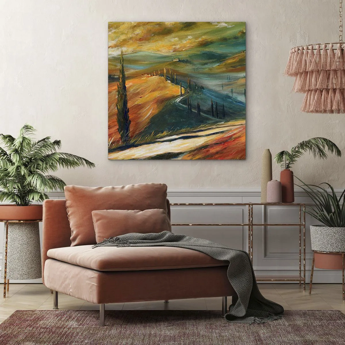 Cuadro sobre lienzo - Impresión de Imagen - Paisaje toscano - 30x30 cm