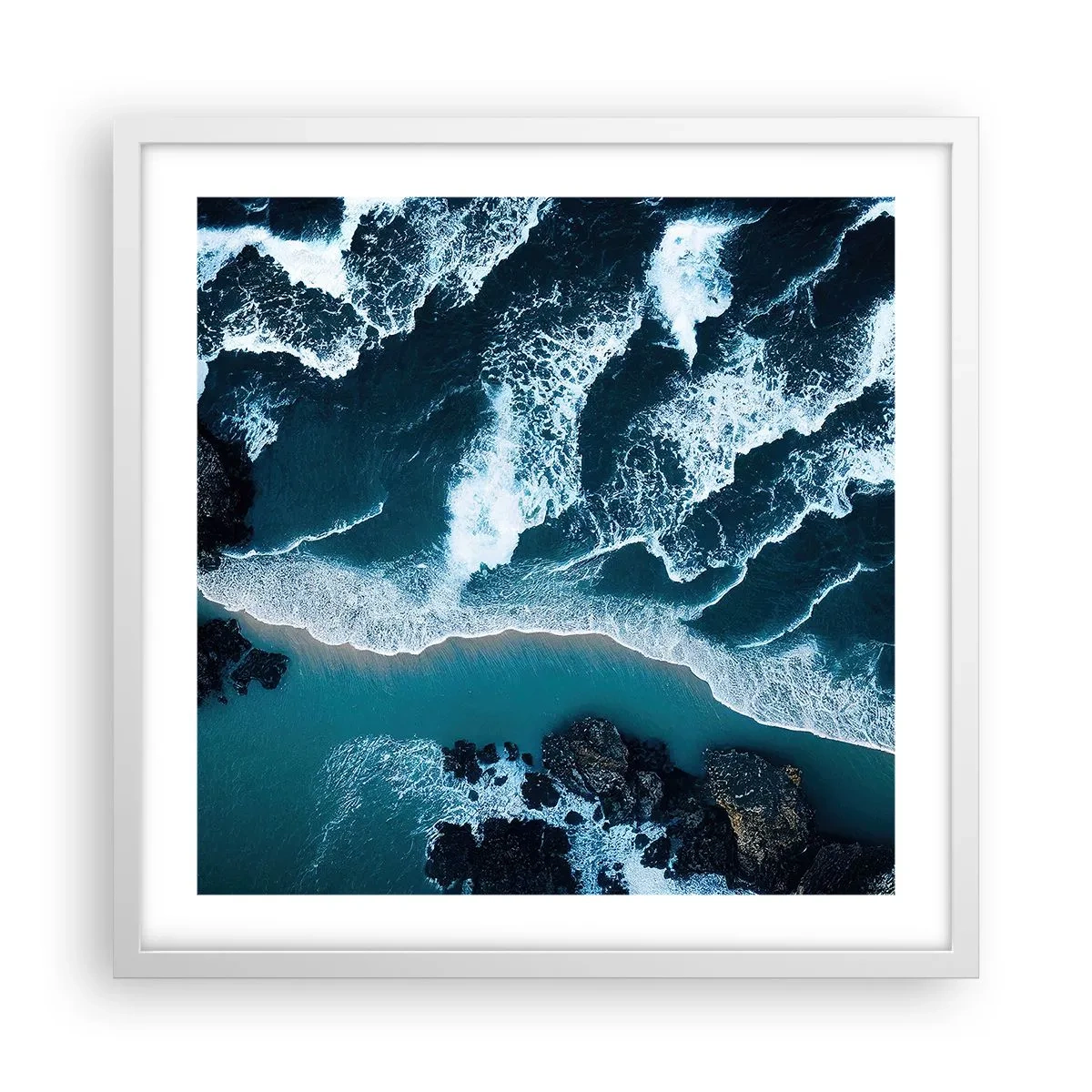 Póster en marco blanco - Rodeadas por las olas - 50x50 cm