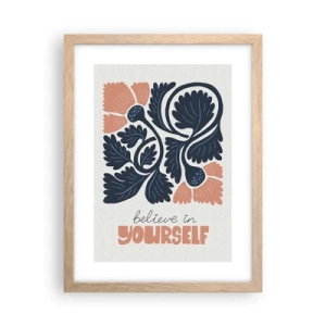 Póster en marco roble claro - Crece y florece - 30x40 cm