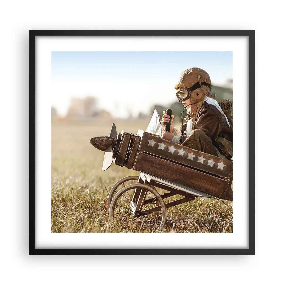 Póster en marco negro - Despegue hacia un sueño - 50x50 cm