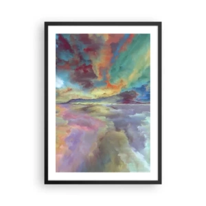 Póster en marco negro - Cielo colorido en interpretación artística - 50x70cm - Dos cielos - Decoración de pared moderna para salón y dormitorio ARTTOR
