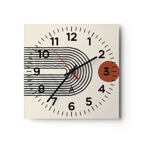 Reloj de pared - Reloj de vidrio - Magnetismo de formas y colores - 40x40 cm