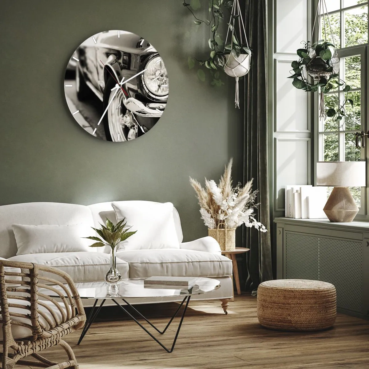 Reloj de pared - Reloj de vidrio - Brillo perdurable - 30x30 cm