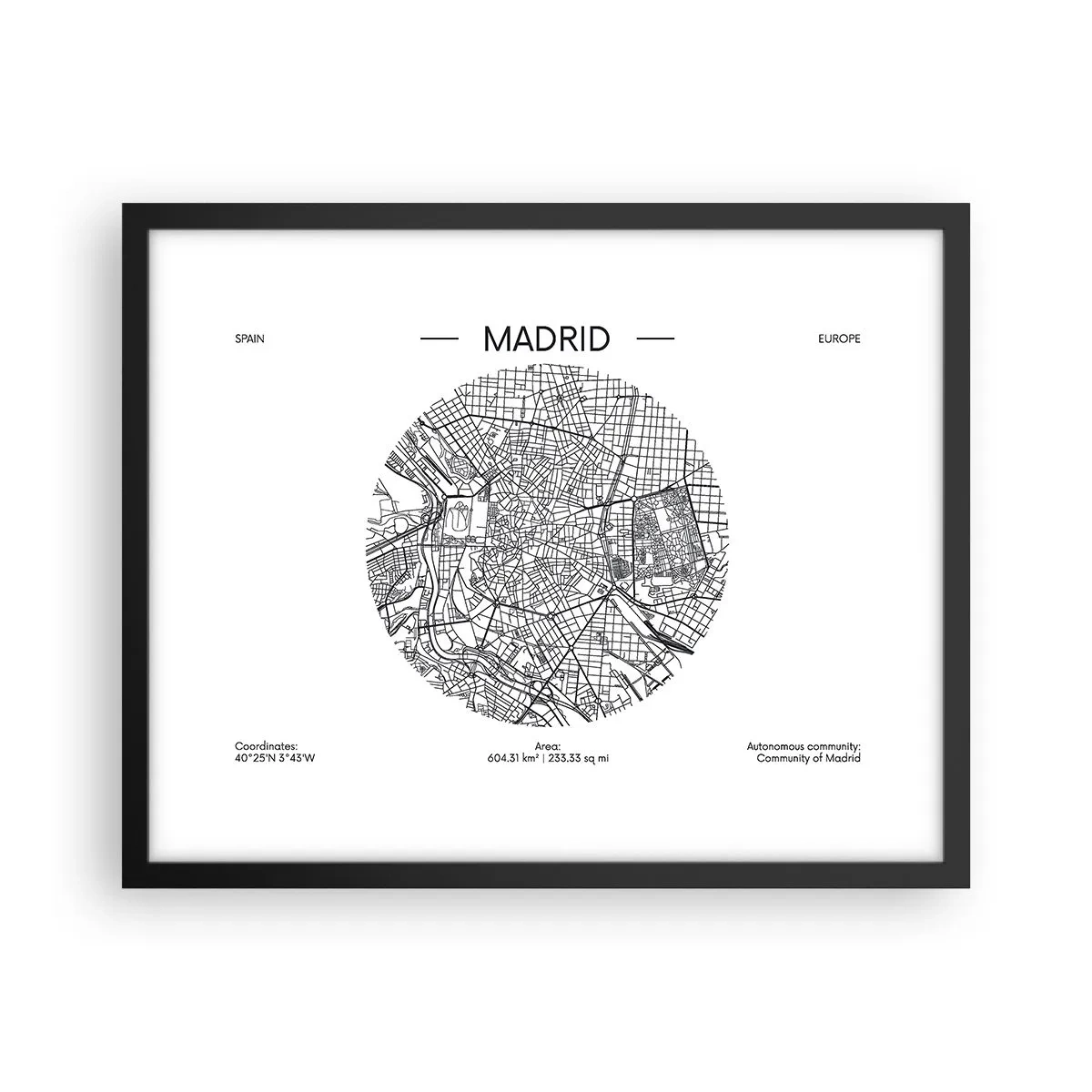 Póster en marco negro - Anatomía de Madrid - 50x40 cm