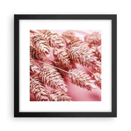 Póster en marco negro - Estructura floral en rosa - 30x30 cm