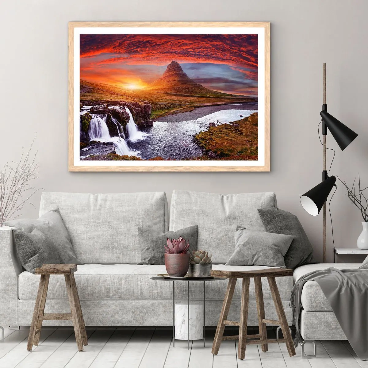 Póster en marco roble claro - Una vista de la Tierra Media - 70x50 cm
