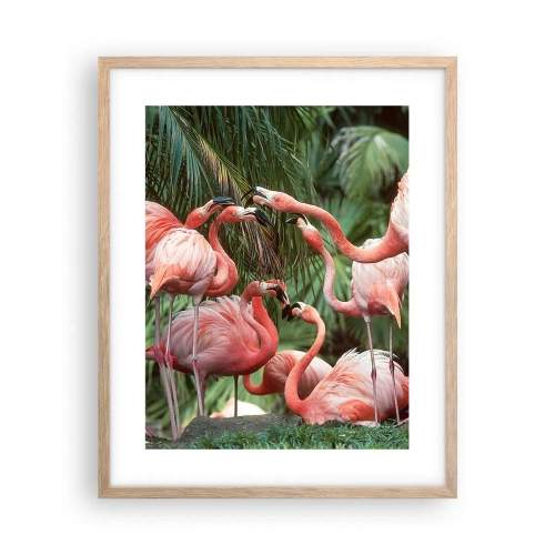 Póster en marco roble claro - Cotilleos de la tarde - 40x50 cm