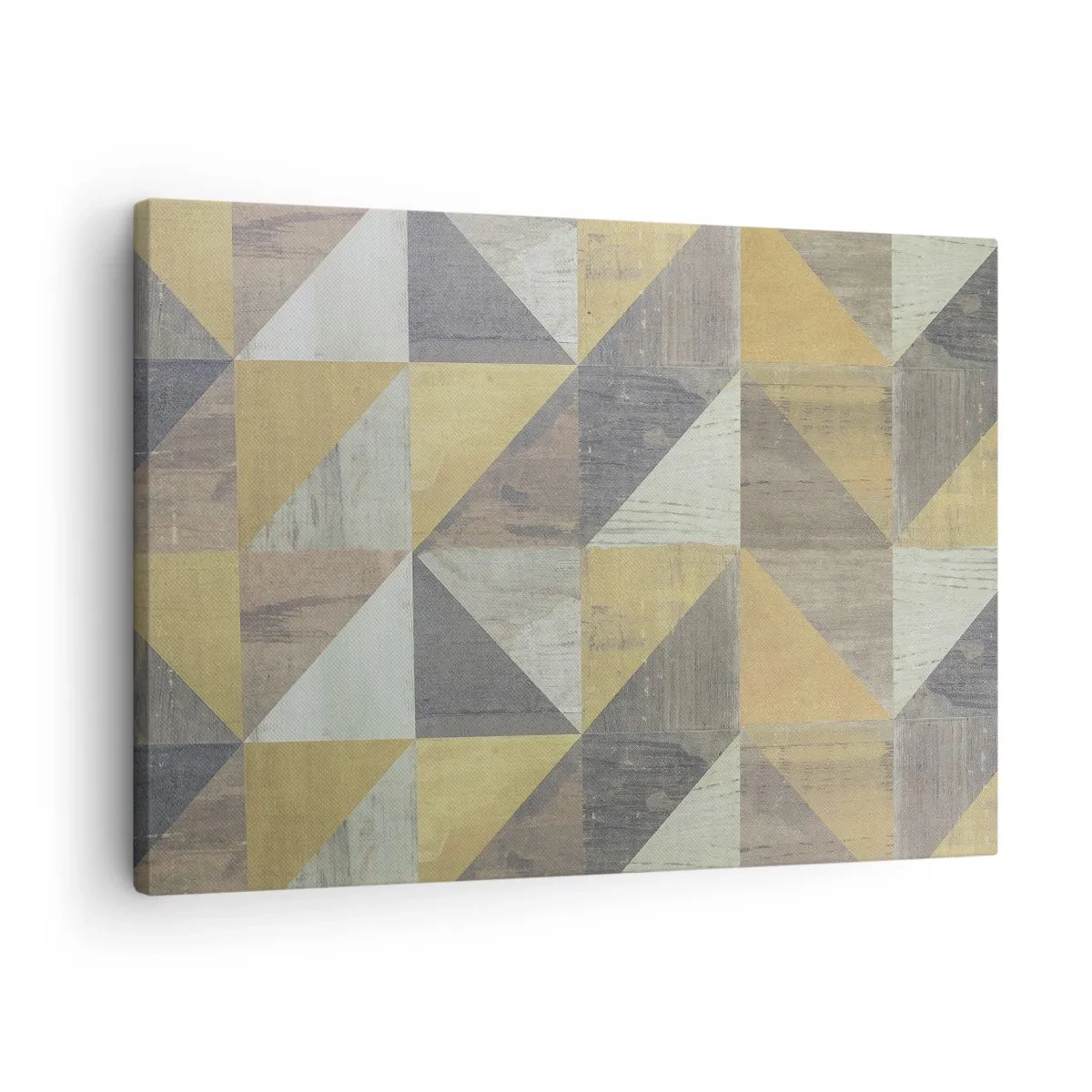 Cuadro sobre lienzo - Impresión de Imagen - Composición geométrica de triángulos en tonos tierra. - 70x50cm - El arte de los triángulos - Decoración de pared moderna para salón y dormitorio ARTTOR