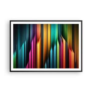 Póster en marco negro - Las líneas verticales coloridas crean una abstracción dinámica. - 100x70cm - Órgano luminoso - Decoración de pared moderna para salón y dormitorio ARTTOR