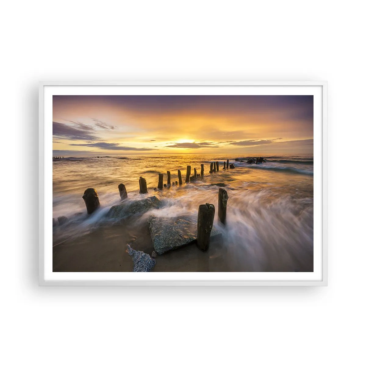 Póster en marco blanco - La cruda belleza del Báltico - 100x70 cm