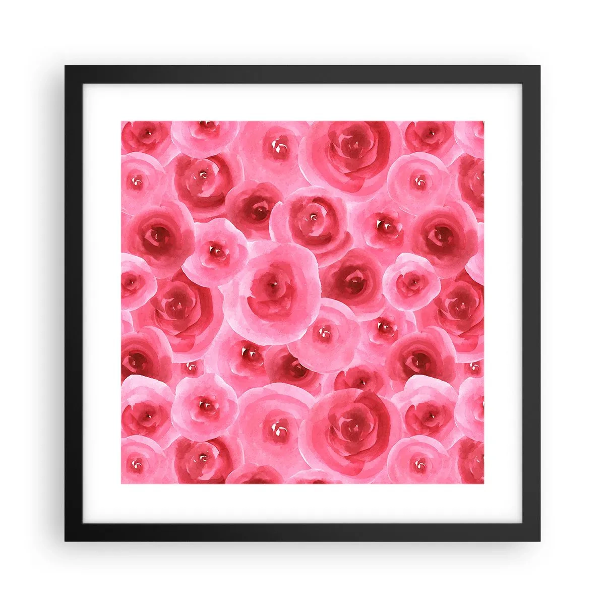 Póster en marco negro - Rosas abajo y arriba - 40x40 cm