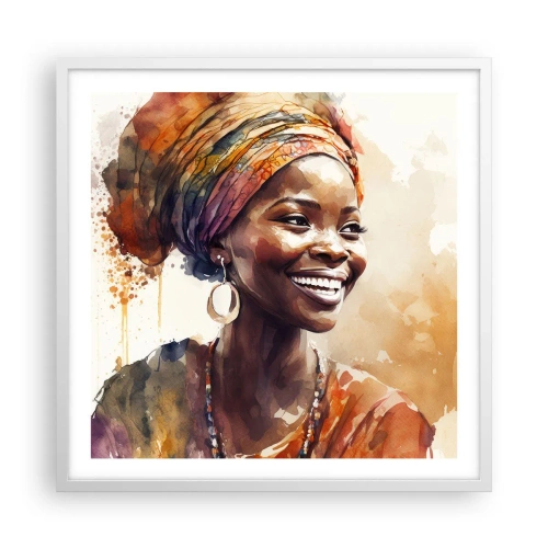 Póster en marco blanco - Reina africana - 60x60 cm