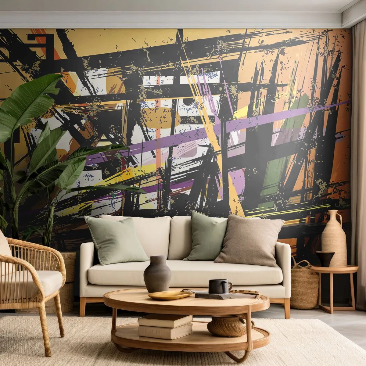 Fotomural Autadhesivo Deluxe Sticker - Corte afilado - Abstracción, Pedazo, Patrón moderno - 200x140 cm