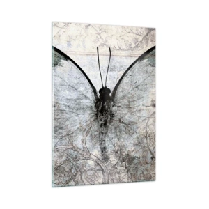 Cuadro sobre vidrio - Impresiones sobre Vidrio - Mariposa abstracta sobre el fondo de un adorno antiguo. - 50x70cm - En el estilo Art Nouveau - Decoración de pared moderna para salón y dormitorio ARTTOR