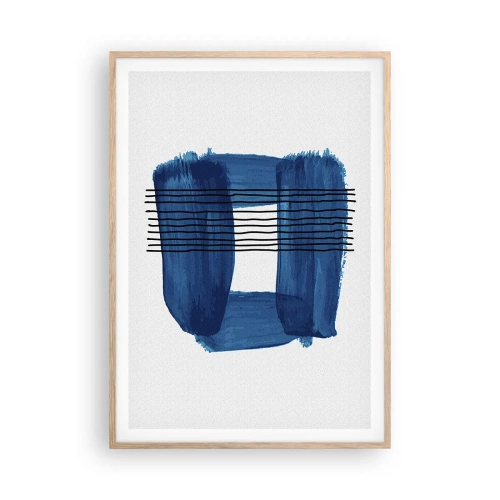 Póster en marco roble claro - Composición azul y negra - 70x100 cm