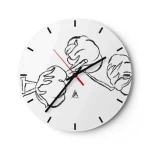 Reloj de pared - Reloj de vidrio - Plumón de algodón - 40x40 cm