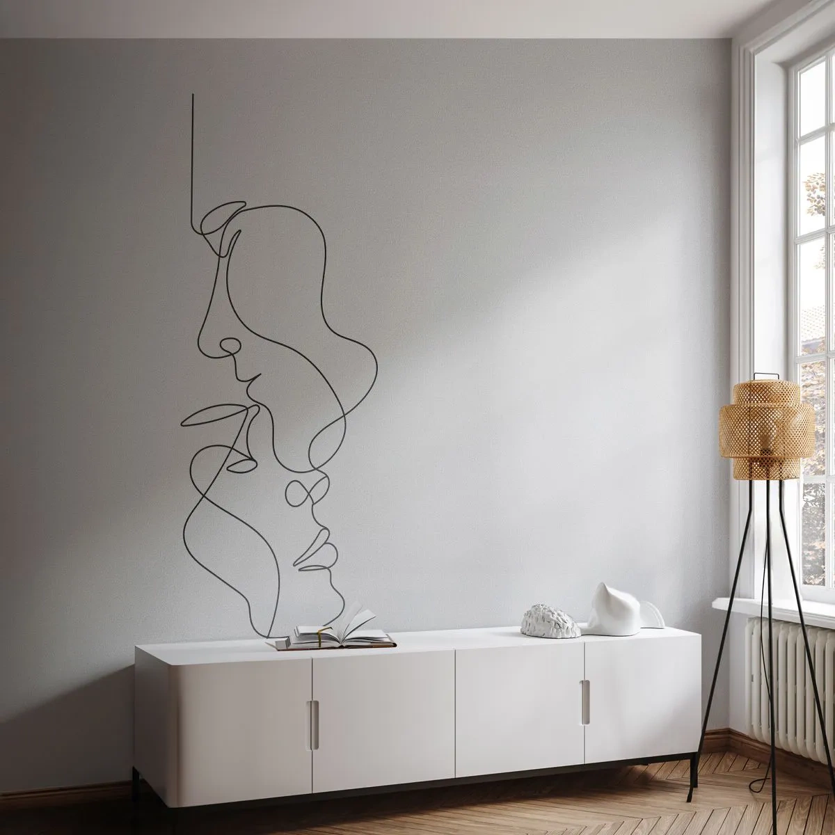 Fotomural Autadhesivo Deluxe Sticker - El calor de los deseos lúgubres - Gráficos, Pareja enamorada, Beso - 250x175 cm