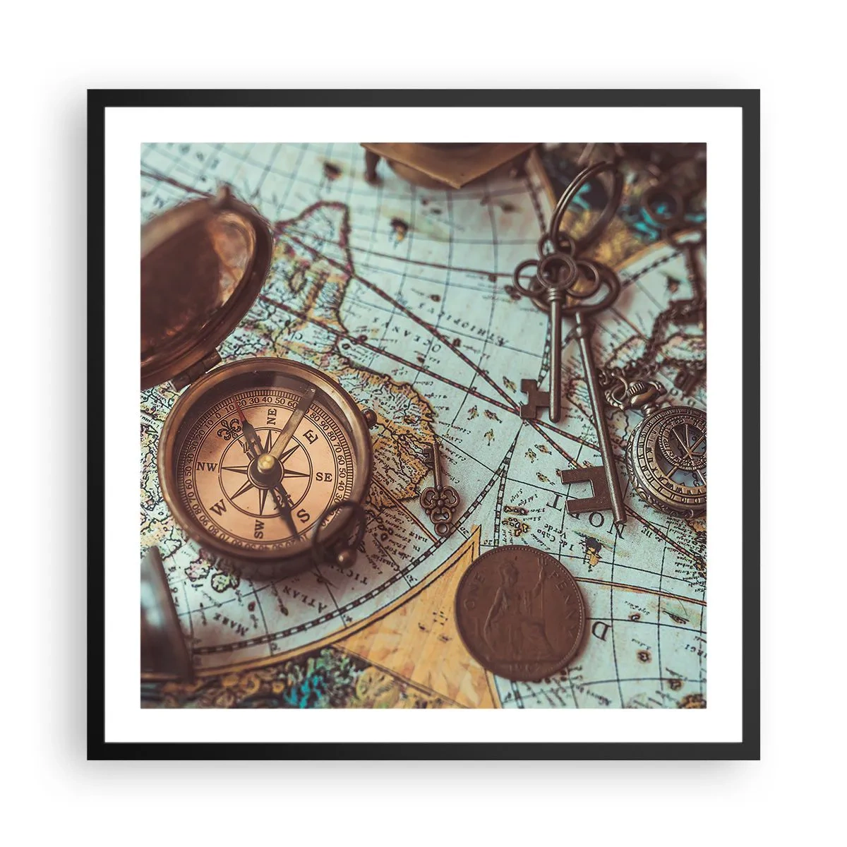 Póster en marco negro - Para el aventurero - 60x60 cm