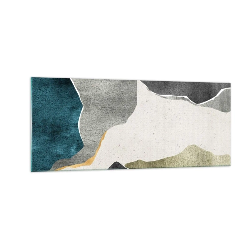 Cuadro sobre vidrio - Impresiones sobre Vidrio - Composición en mosaico con una hebra de oro - 100x40 cm