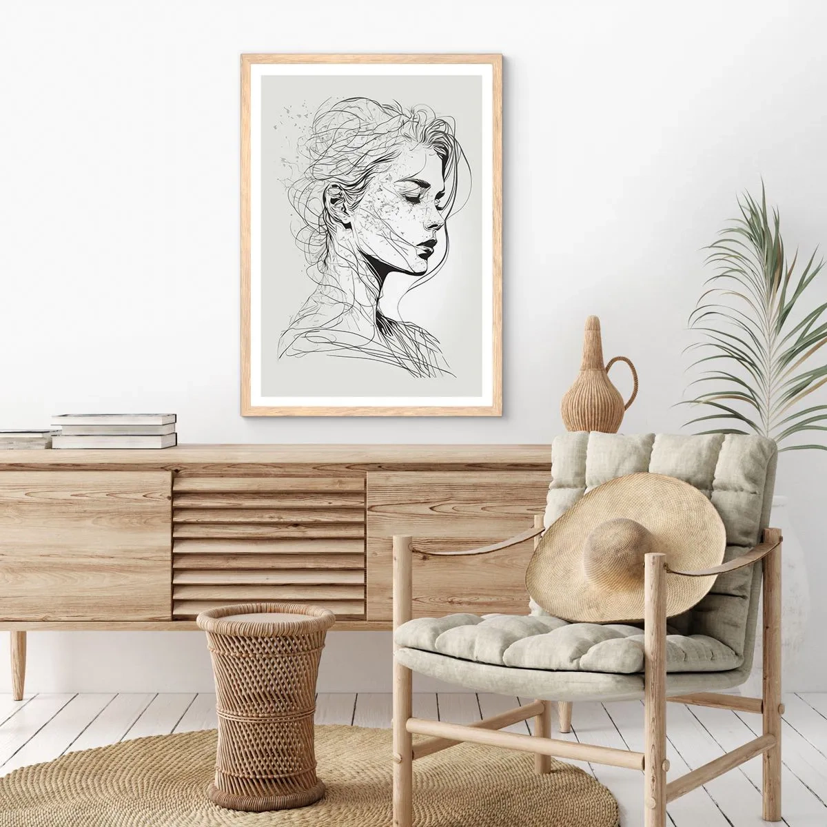 Póster en marco roble claro - Retrato de ensueño - 50x70 cm