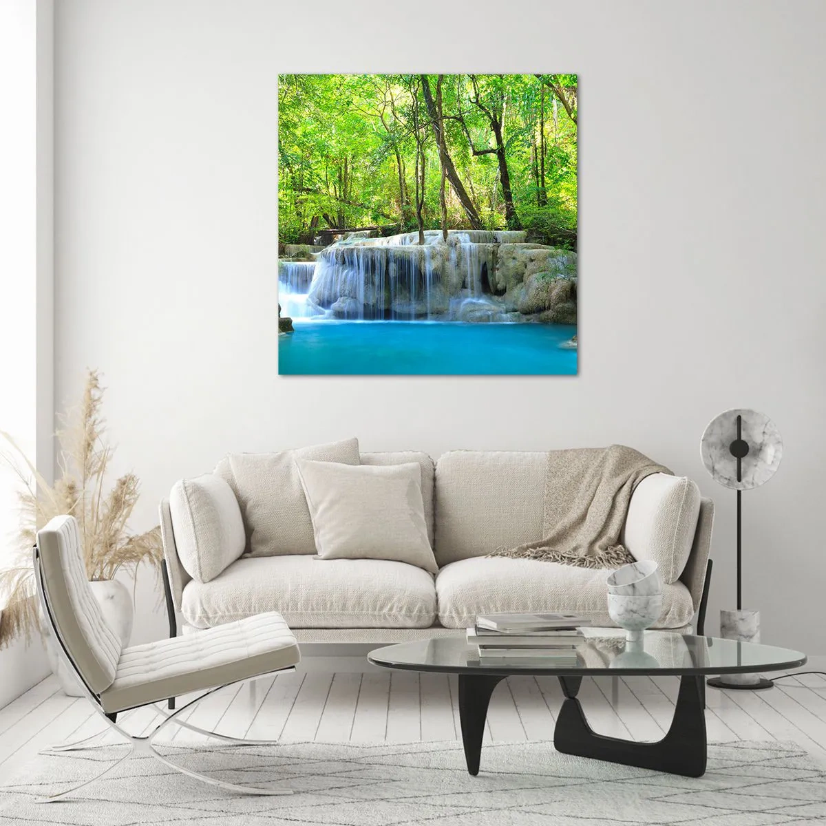 Cuadro sobre vidrio - Impresiones sobre Vidrio - Ahogarse en turquesa y verde - 50x50 cm