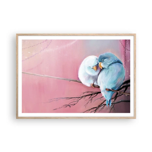 Póster en marco roble claro - Qué añadir aquí... - 100x70 cm