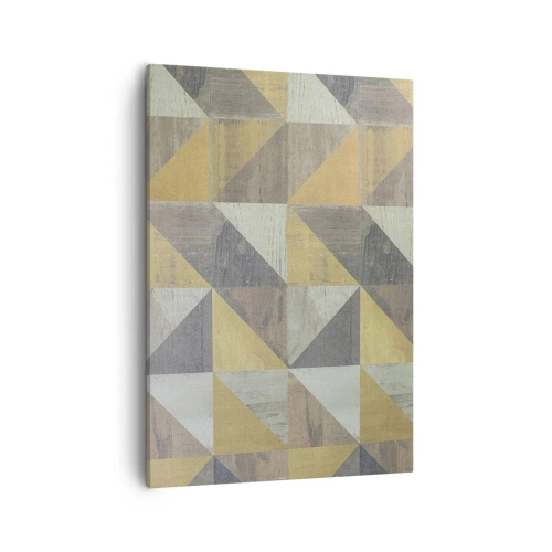 Cuadro sobre lienzo - Impresión de Imagen - Composición geométrica de triángulos en tonos tierra. - 50x70cm - El arte de los triángulos - Decoración de pared moderna para salón y dormitorio ARTTOR