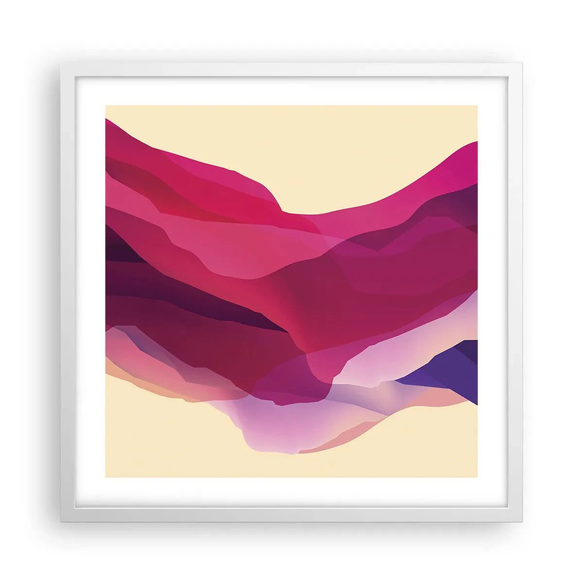 Póster en marco blanco - Ondas púrpuras - 50x50 cm
