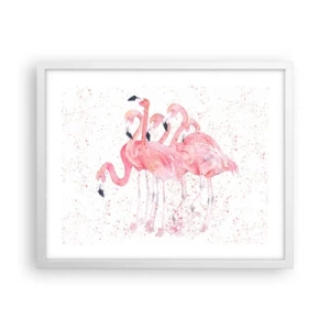 Póster en marco blanco - Asamblea rosa - 50x40 cm