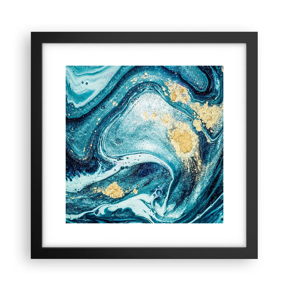 Póster en marco negro - Vórtice azul - 30x30 cm
