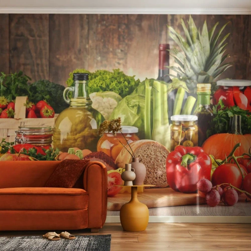 Fotomural personalizado Autoadhesivo Deluxe Sticker - La mesa está lista - Gastronomía, Verduras, Fruta