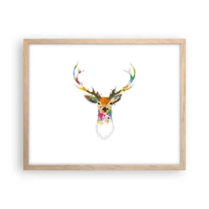 Póster en marco roble claro - Un suave ciervo bañado en color - 50x40 cm