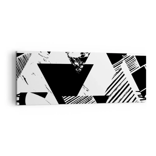 Cuadro sobre lienzo - Impresión de Imagen - Patrones geométricos en forma minimalista en blanco y negro. - 140x50cm - Una lluvia de triángulos - Decoración de pared moderna para salón y dormitorio ARTTOR
