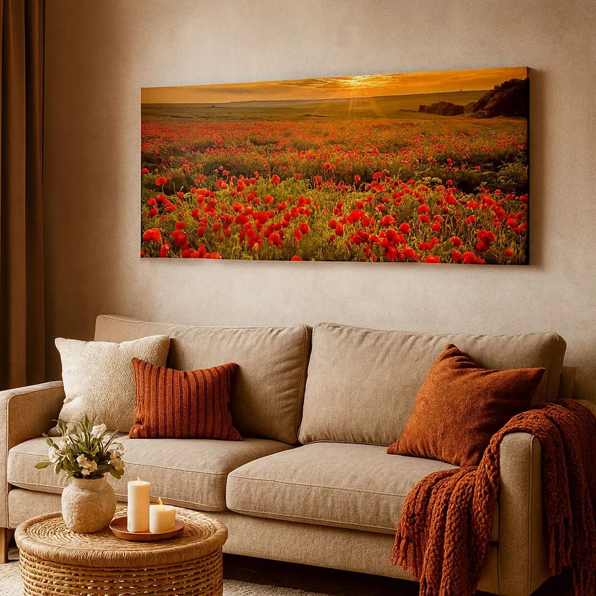 Cuadro sobre lienzo - Impresión de Imagen - Entre los campos de flores - 100x40 cm