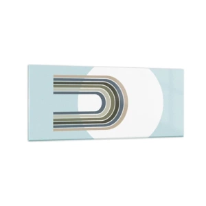 Cuadro sobre vidrio - Impresiones sobre Vidrio - Una composición minimalista con un círculo y líneas sobre un fondo pastel. - 120x50cm - Una atracción irresistible - Decoración de pared moderna para salón y dormitorio ARTTOR