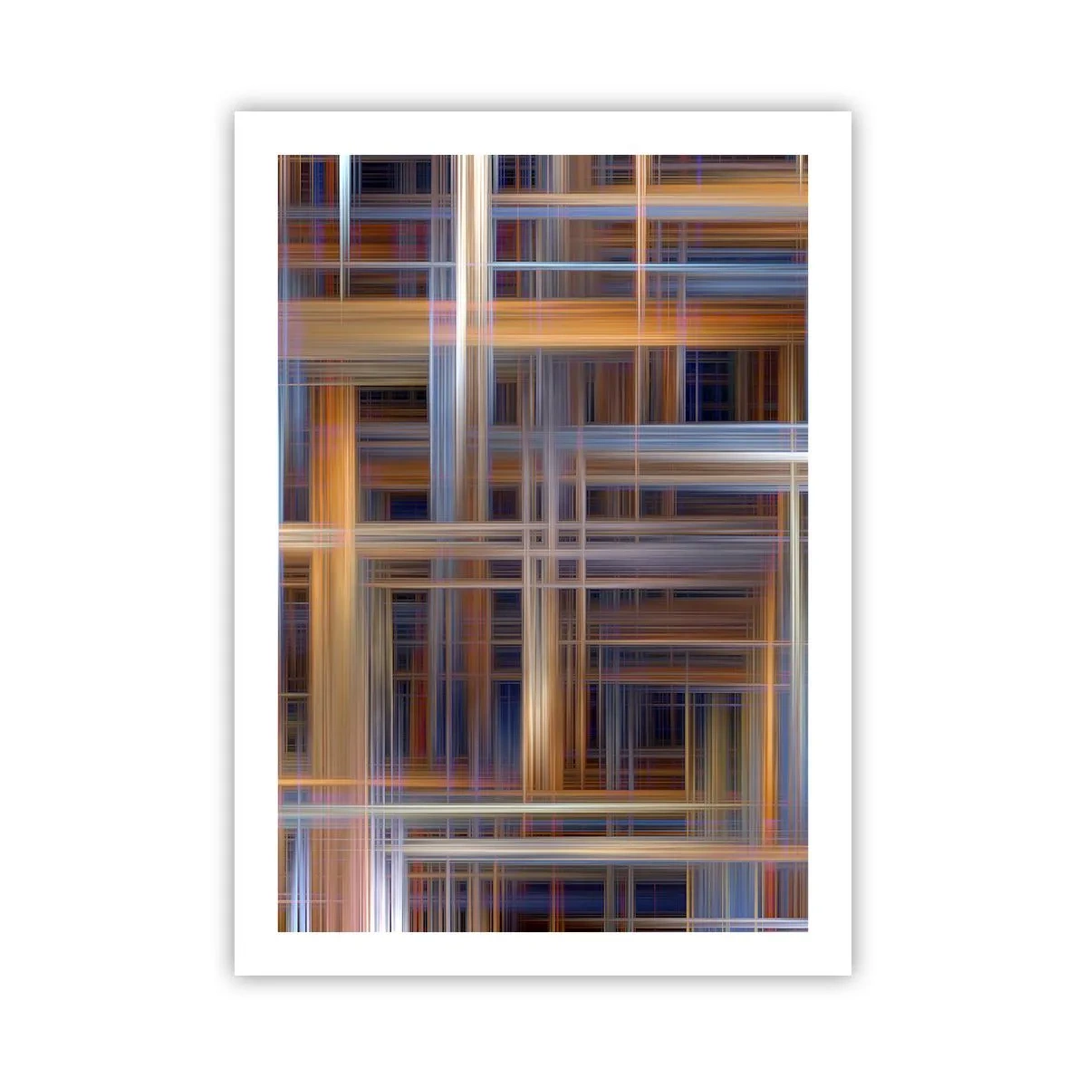 Póster - Líneas geométricas en colores cálidos y fríos. - 50x70cm - Tejido de luz - Decoración de pared moderna para salón y dormitorio ARTTOR