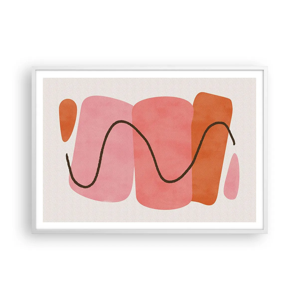 Póster en marco blanco - Suave movimiento de formas - 100x70 cm