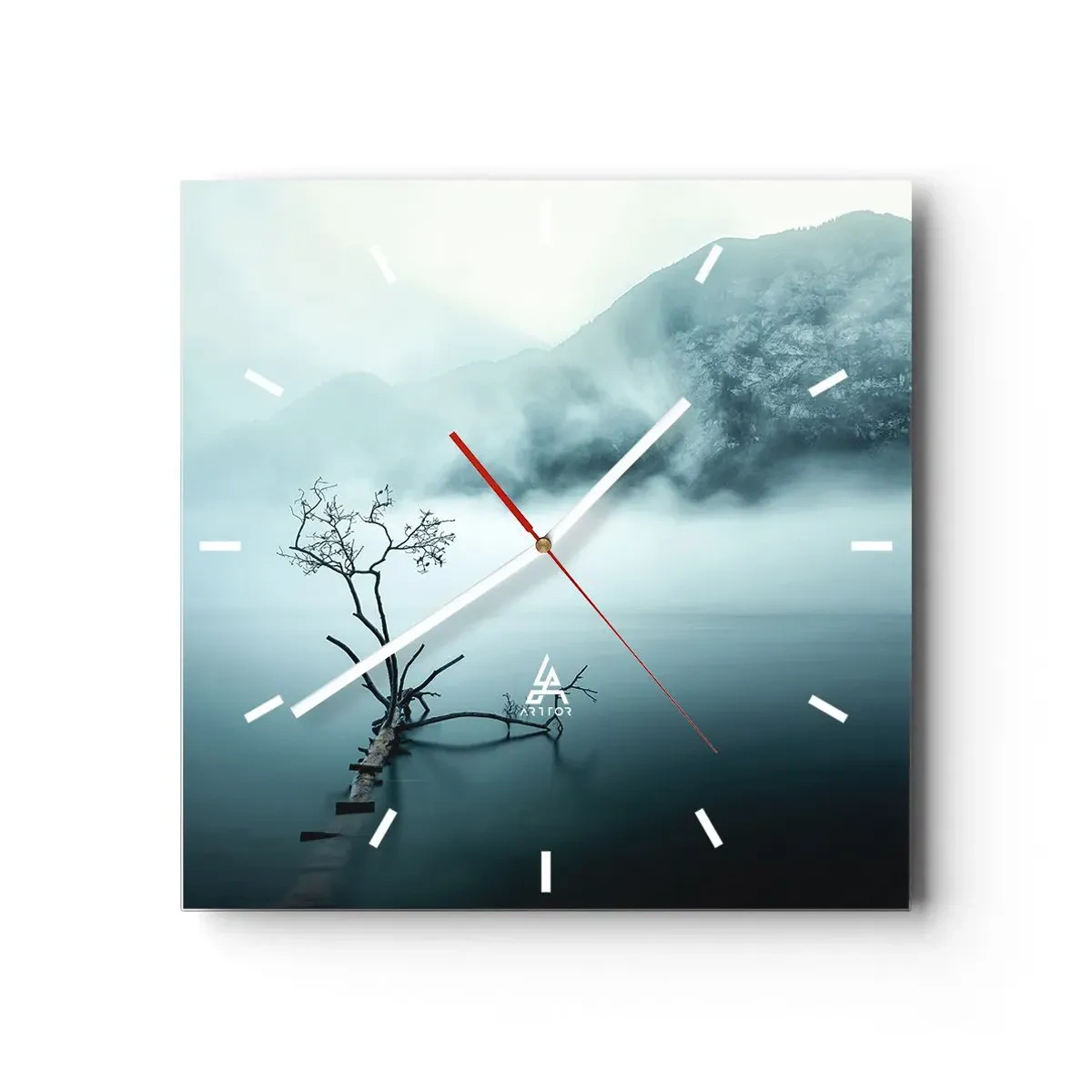 Reloj de pared - Reloj de vidrio - Fuera del agua y de la niebla - 40x40 cm
