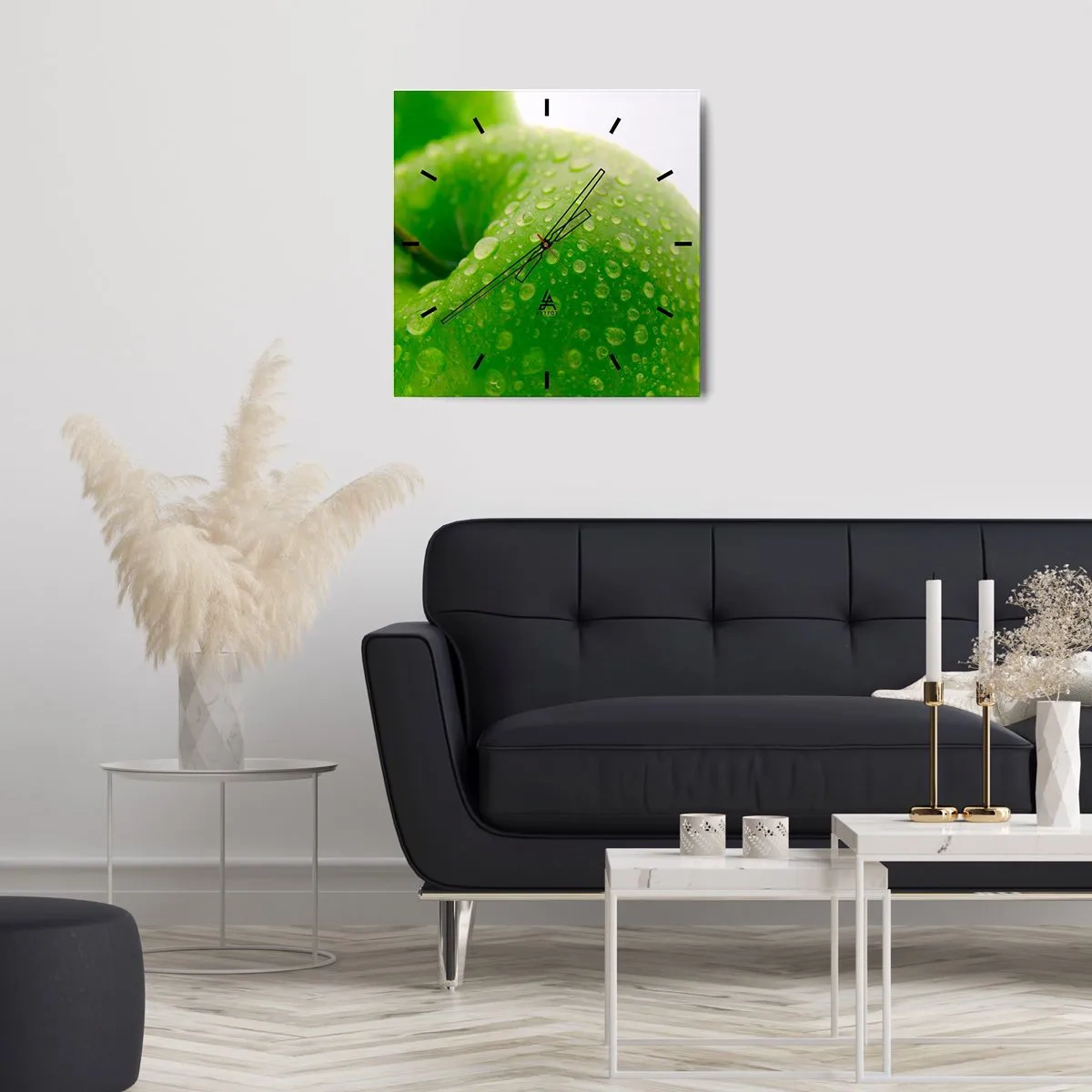 Reloj de pared - Reloj de vidrio - Frescor verde - 30x30 cm