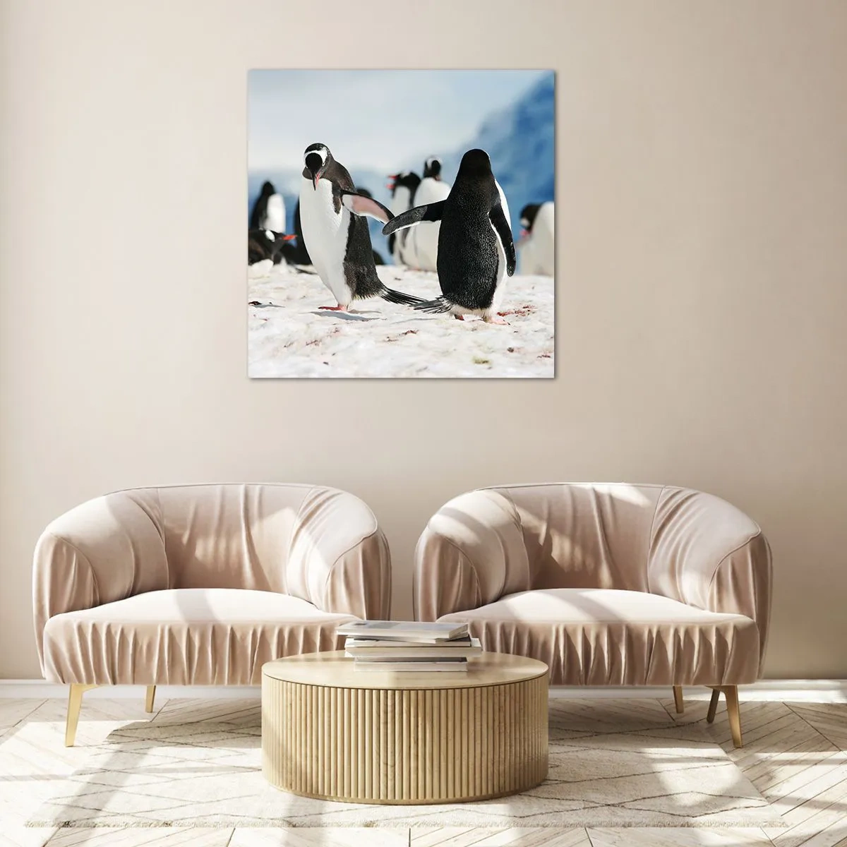 Cuadro sobre vidrio - Impresiones sobre Vidrio - Bailando en la nieve - 60x60 cm
