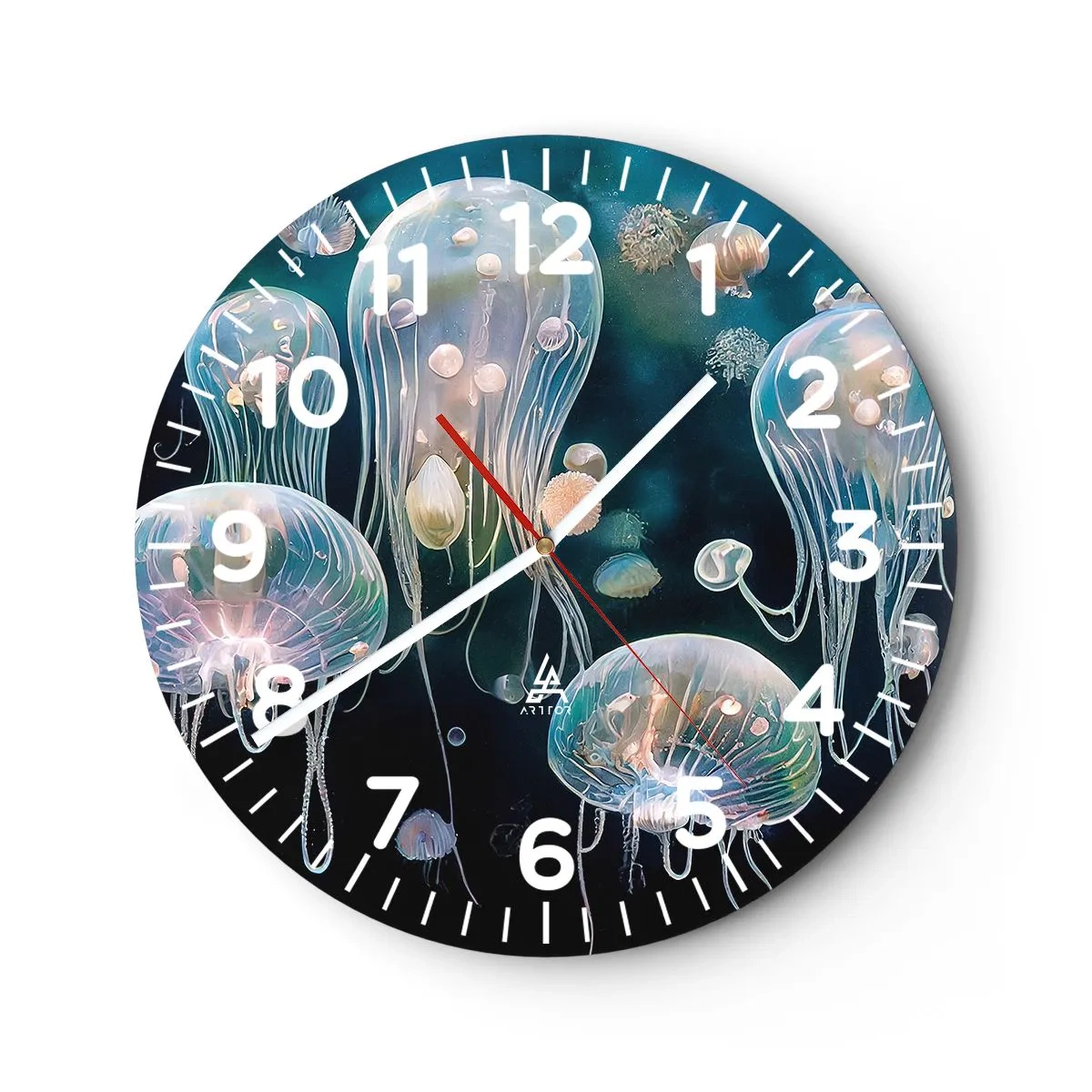 Reloj de pared - Reloj de vidrio - Globos submarinos - 30x30 cm