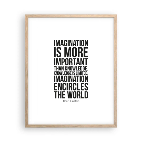 Póster en marco roble claro - Einstein, sobre el poder de la imaginación - 40x50 cm