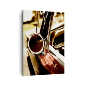 Cuadro sobre lienzo - Impresión de Imagen - Primer plano del espejo y el interior de un coche retro clásico. - 50x70cm - Un coche con alma - Decoración de pared moderna para salón y dormitorio ARTTOR