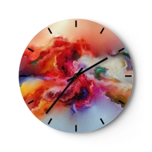 Reloj de pared - Reloj de vidrio - Una mezcla abstracta de colores que crea una composición dinámica. - 30x30cm - Cómo atrapar los sueños: el humo - Decoración de pared moderna para salón, cocina y dormitorio ARTTOR