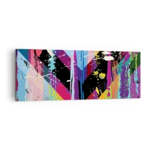 Cuadro sobre lienzo - Impresión de Imagen - Patrón abstracto con formas geométricas coloridas - 140x50cm - De arriba a abajo - Decoración de pared moderna para salón y dormitorio ARTTOR