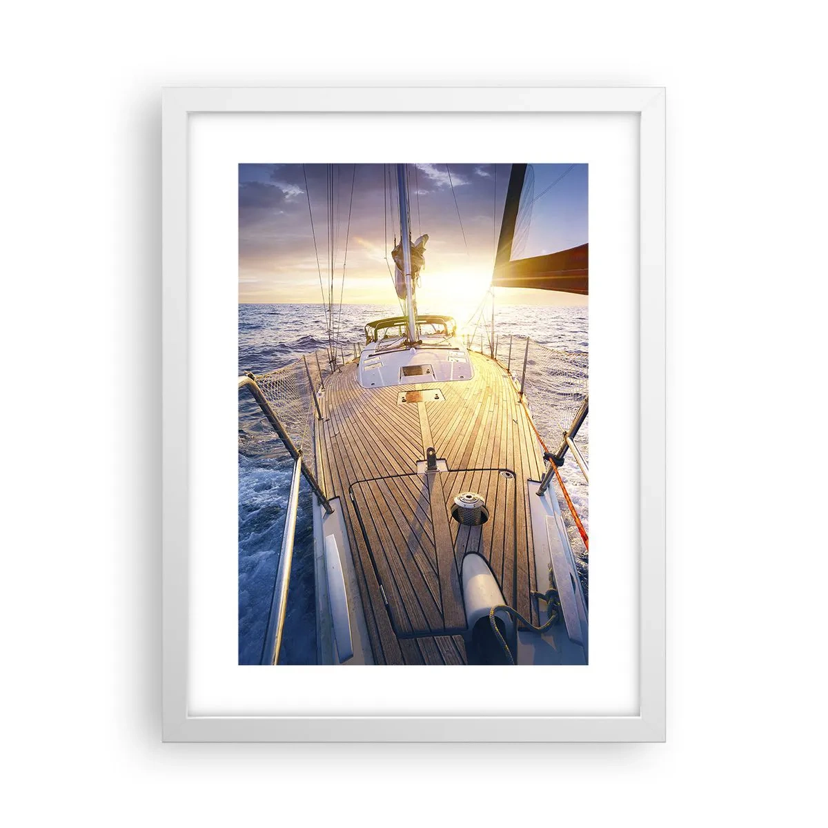 Póster en marco blanco - Corriendo sobre las olas - 30x40 cm